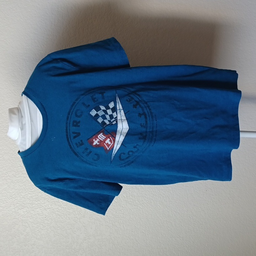 3/$25 SALE Chevy Corvette T-Shirt Short Sleeve Crew Neck Blue Men's Size M